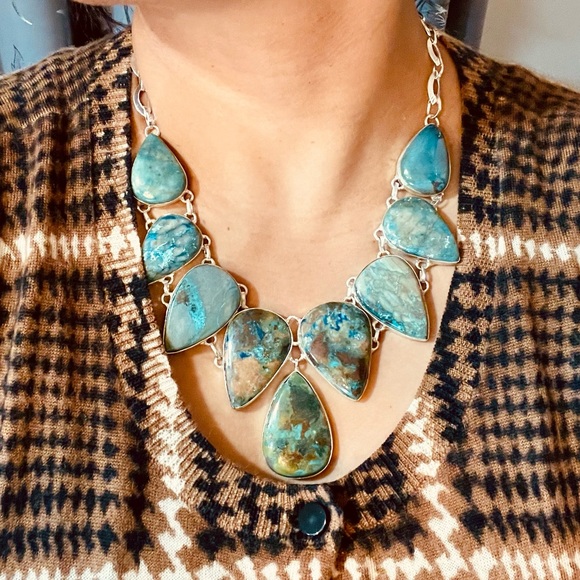Blue Green Chrysocolla “The Teaching Stone” Necklace 18”-19” Adjustable - Picture 7 of 12